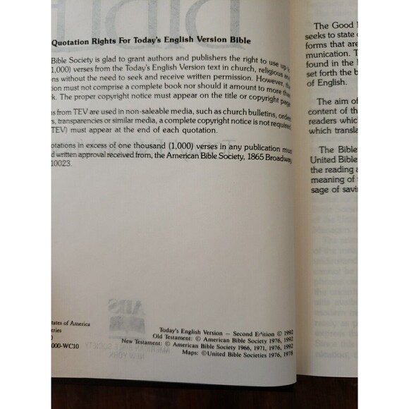 Good News Bible Todays English Version ABS-1992 Black Hardcover - Picture 3 of 8